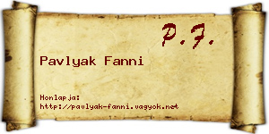 Pavlyak Fanni névjegykártya